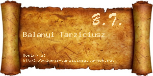 Balanyi Tarziciusz névjegykártya